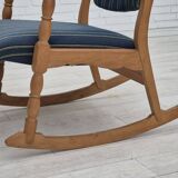 1970s, Danish design, oak wood rocking chair with footstool, furniture wool, original condition.