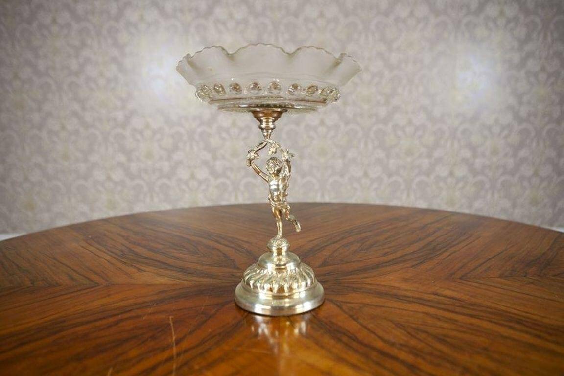 20th-Century Metal Fruit Bowl with Cherub, 1890s