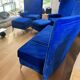 Blue velvet sofa Philippe Starck model Royalton