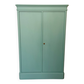 Antique solid pine wardrobe, reimagined in Celadon Green.