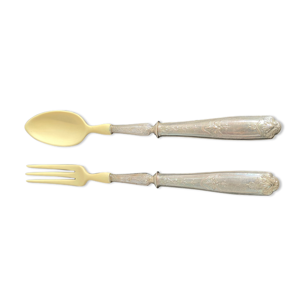 Couvert de service à poisson, argent fourré, ivoirine, France