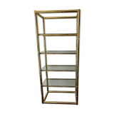 Fake gilded bamboo library shelf Hollywood regency