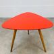 Steiner tripod side table by Baumann, wood, red top, 60s