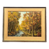 R. Delhaye. "Autumn forest landscape." Oil on canvas.