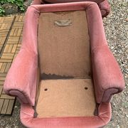Pair of pink tufted velvet frog chairs 1970