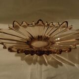 Vintage oval bowl in thick glass, mauve colour.