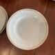 Lot of six soup plates, old, crockery, white, gilded