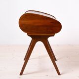 Midcentury Desk with Roll-Top, Walnut Veneer, 1950s, Fully Restored