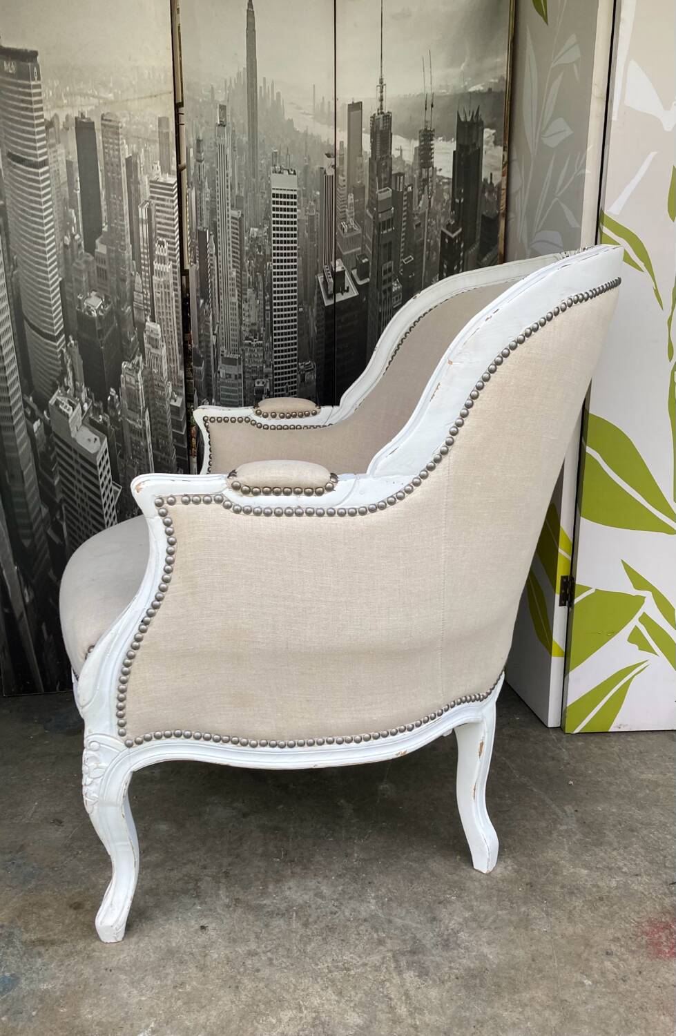 Bergère St Louis XV white rechampi 20th century
