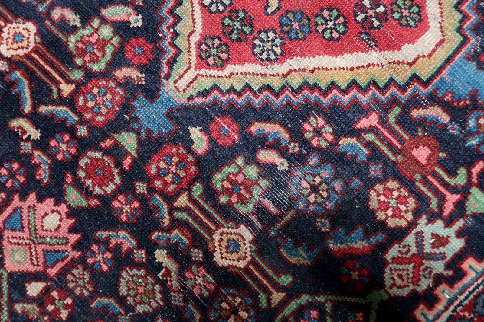 Antique Persian Hamadan handmade rug 3.8' x 6.7' 1920s - 1C1215