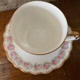 Cup and saucer Limoge porcelain decoration frieze of roses
