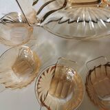 service à dessert en verre nacré art déco