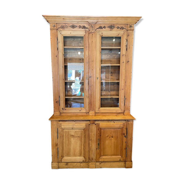 Bibliothèque vaisselier en pin XIX eme