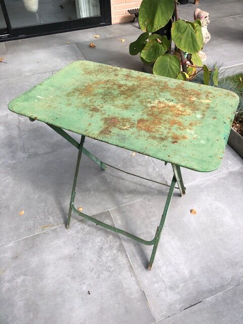 Garden table in green iron early twentieth