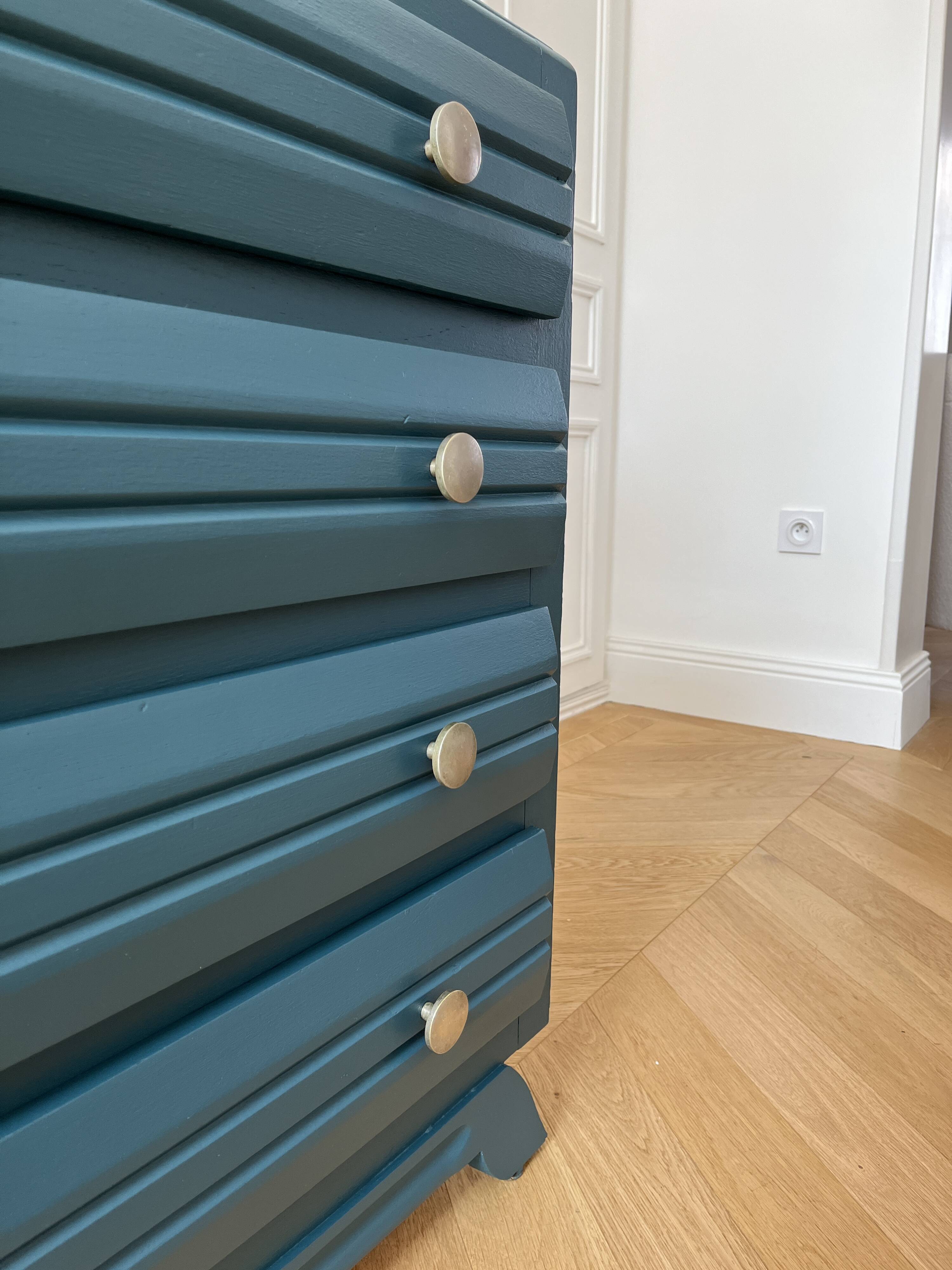 Vintage chest of drawers - 1950s - marble - midnight blue