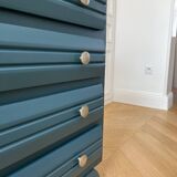 Vintage chest of drawers - 1950s - marble - midnight blue