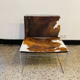 Chromed Fil armchair with fur seat by Pascal Mourgue for Ligne Roset, 1990s