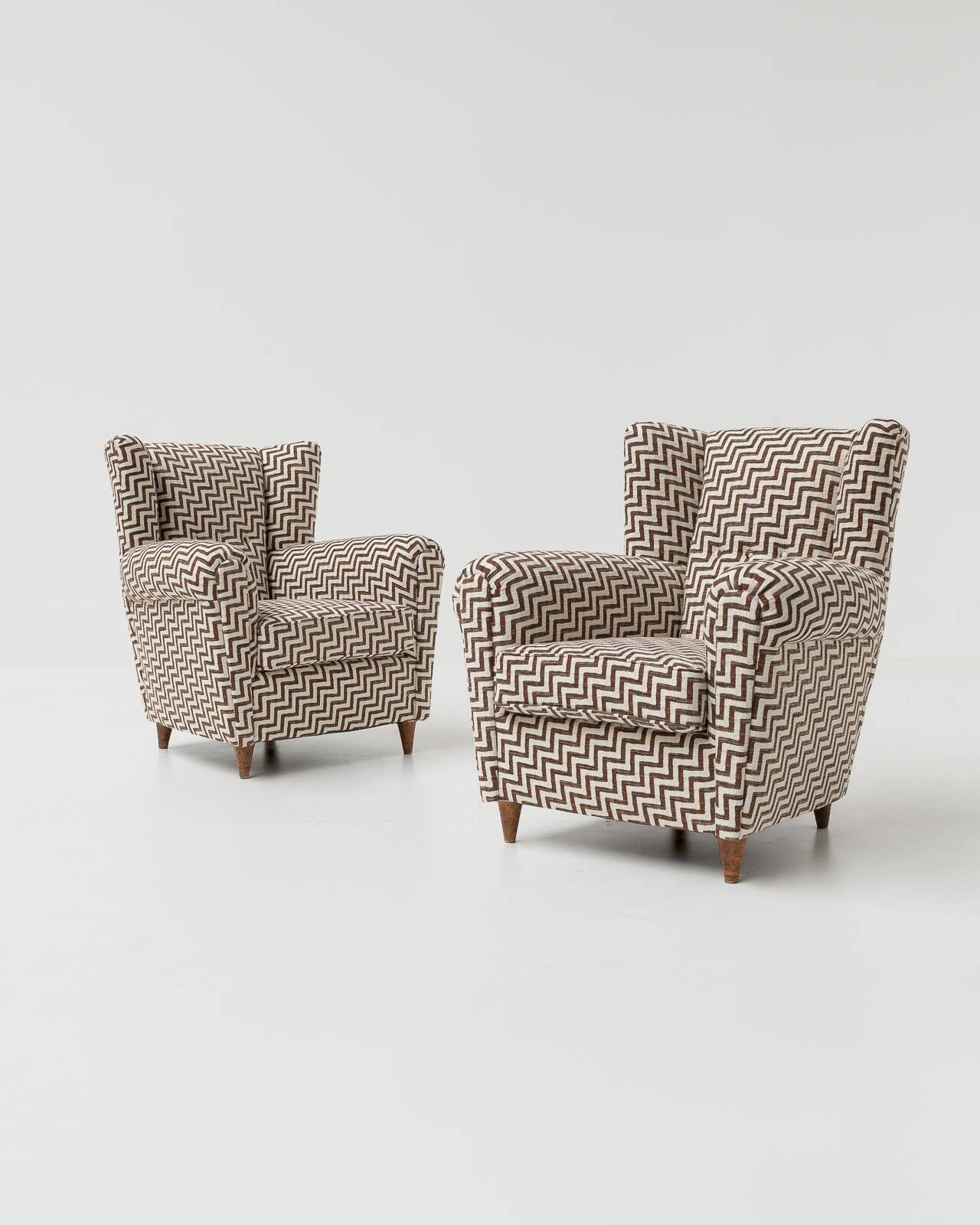 Pair of Italian Armchairs  in Zigzag Upholstery, 1960s
