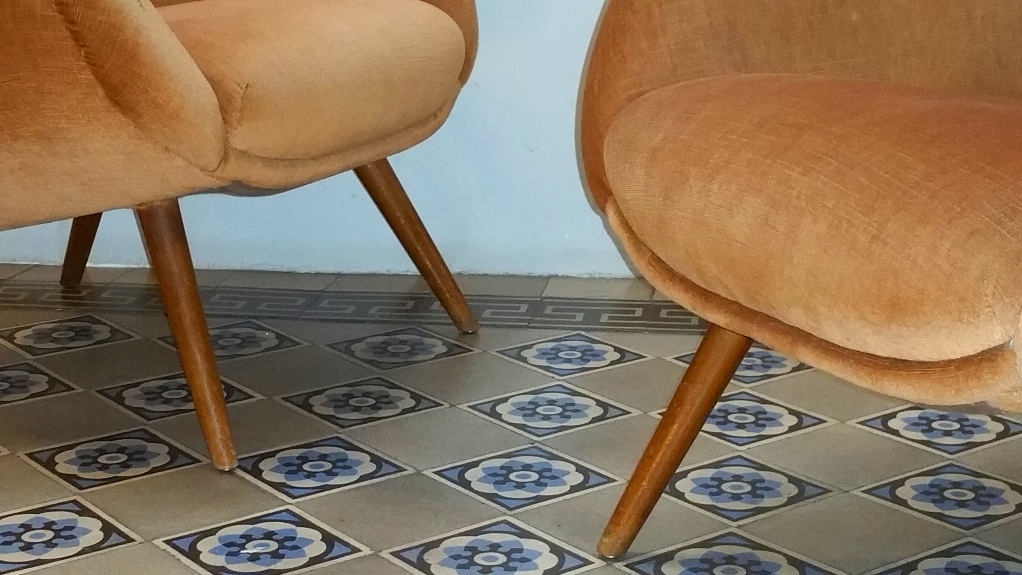 Armchair sculptural vintage 50s copper and restored