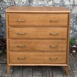Vintage chest of drawers with compass feet, oak, original patina, 1950s