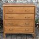 Vintage chest of drawers with compass feet, oak, original patina, 1950s