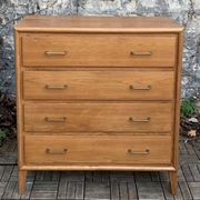 Vintage chest of drawers with compass feet, oak, original patina, 1950s