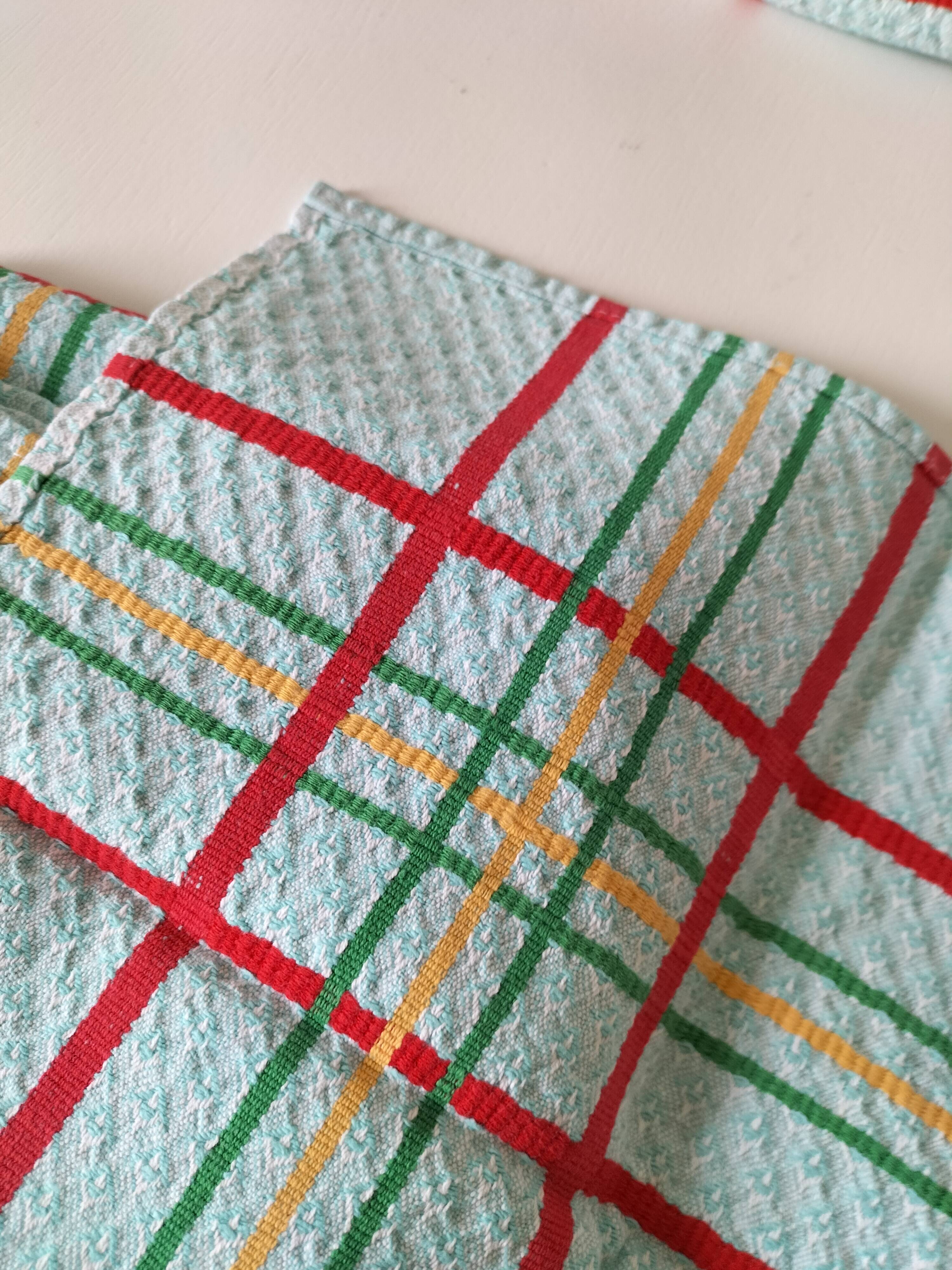 Ensemble nappe et 11 serviettes coton damassé vintage