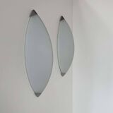 Pair of vintage wall lights, chrome and sandblasted glass, Italy 1980.