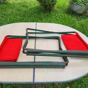 Ensemble table et duo chaises pliantes camping vintage 1970