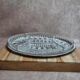 Vintage silver-plated metal tray with a segmented glass aperitif dish.