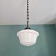 Large Art Deco pendant light in white opaline, 1930.