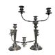 Pair of convertible three-light candelabra in silver-plated metal.