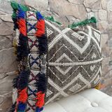 Oreiller berbère vintage Housse de coussin marocain Laine