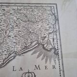 Antique engraving of the map of the southern part of Languedoc France from the