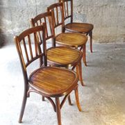 4 chairs Baumann bistrot 1925 sitting wood, "patina bistro of the corner"