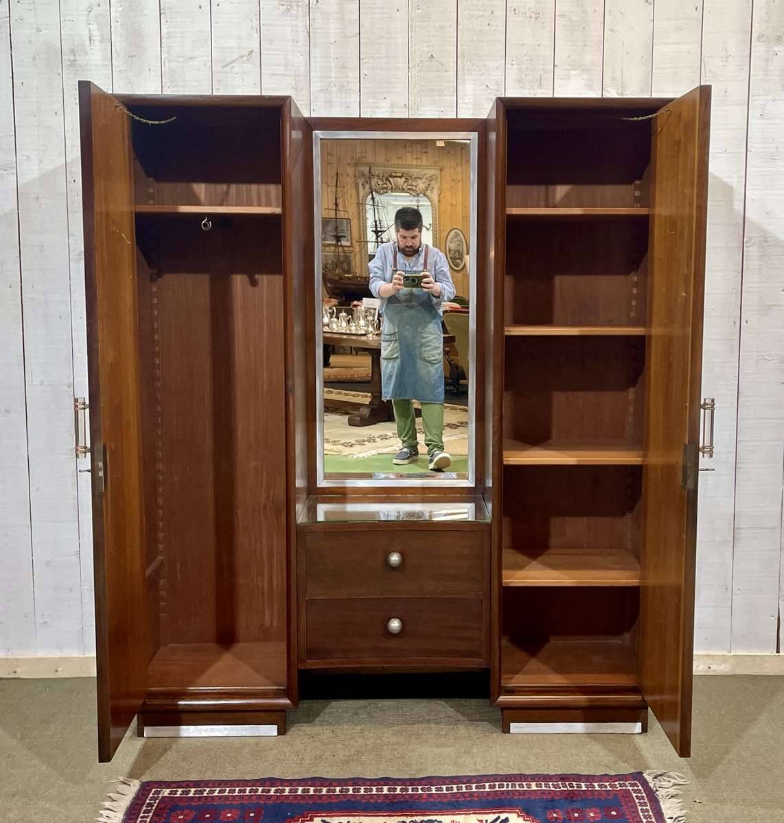 Art Deco wardrobe-dressing table stamped RINCK 115 Faubourg St Antoine Paris