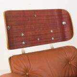 Lounge chair with footstool in aniline leather , 1970s