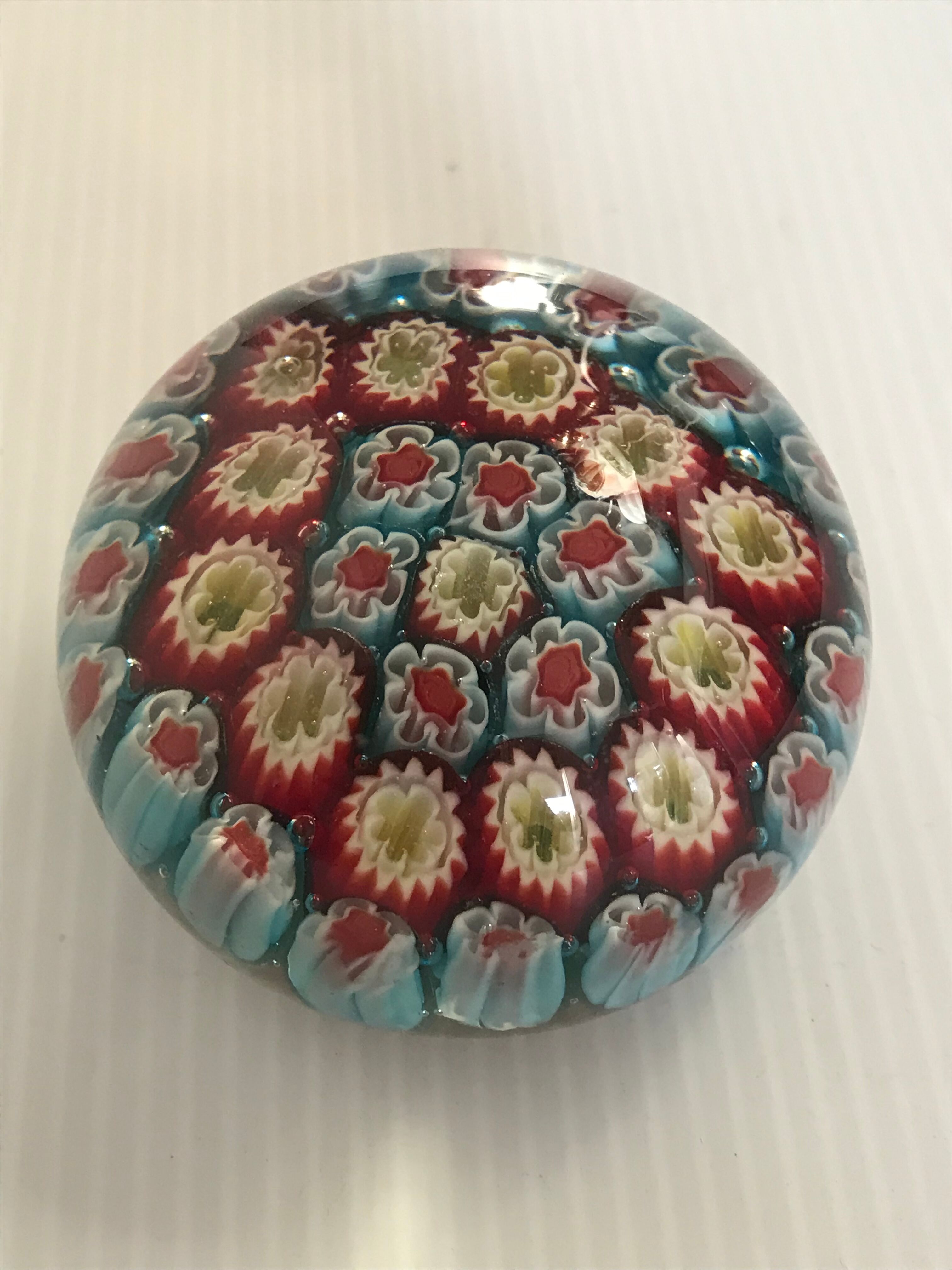 Millefiori Murano parchment paperweight