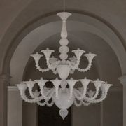 Monumental Contemporary White Rezzonico Murano Glass Chandelier