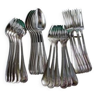 Set of 24 Maison Perrin dessert cutlery in silver metal