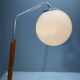 Art Deco floor lamp with milky glass and side table, Thonet, 1950s – Czechoslovakia