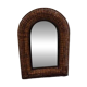 Antique vintage Italian wicker and iron woven mirror