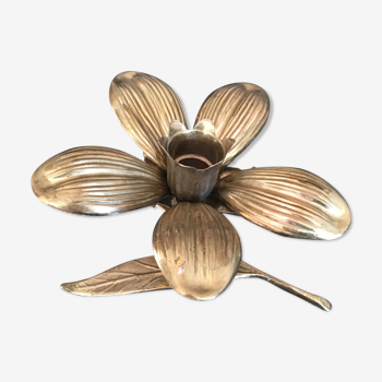 70s brass flower candlestick