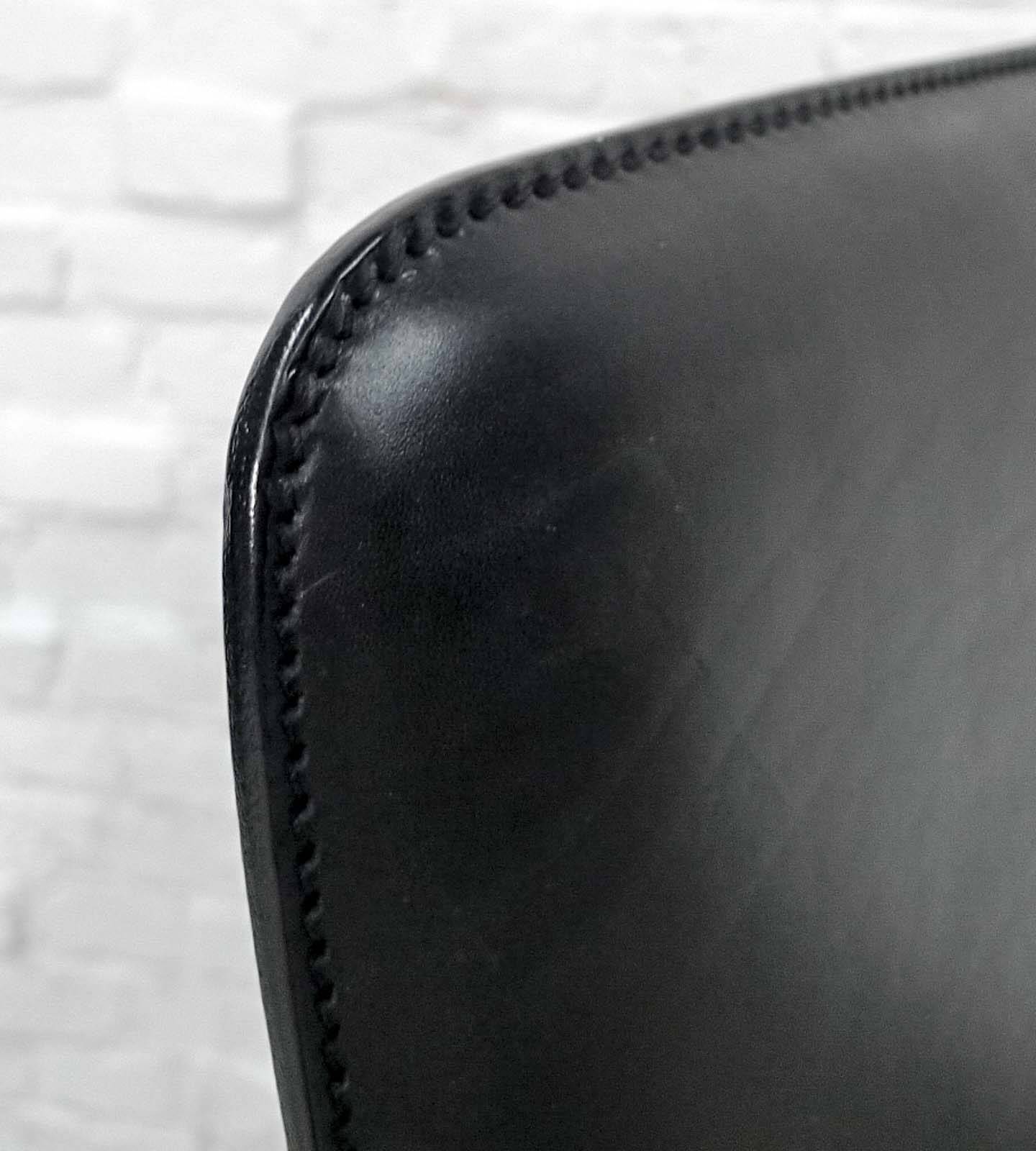 Cidue Style Black Sadle Leather High Back Italian Design Dining Chairs 70s