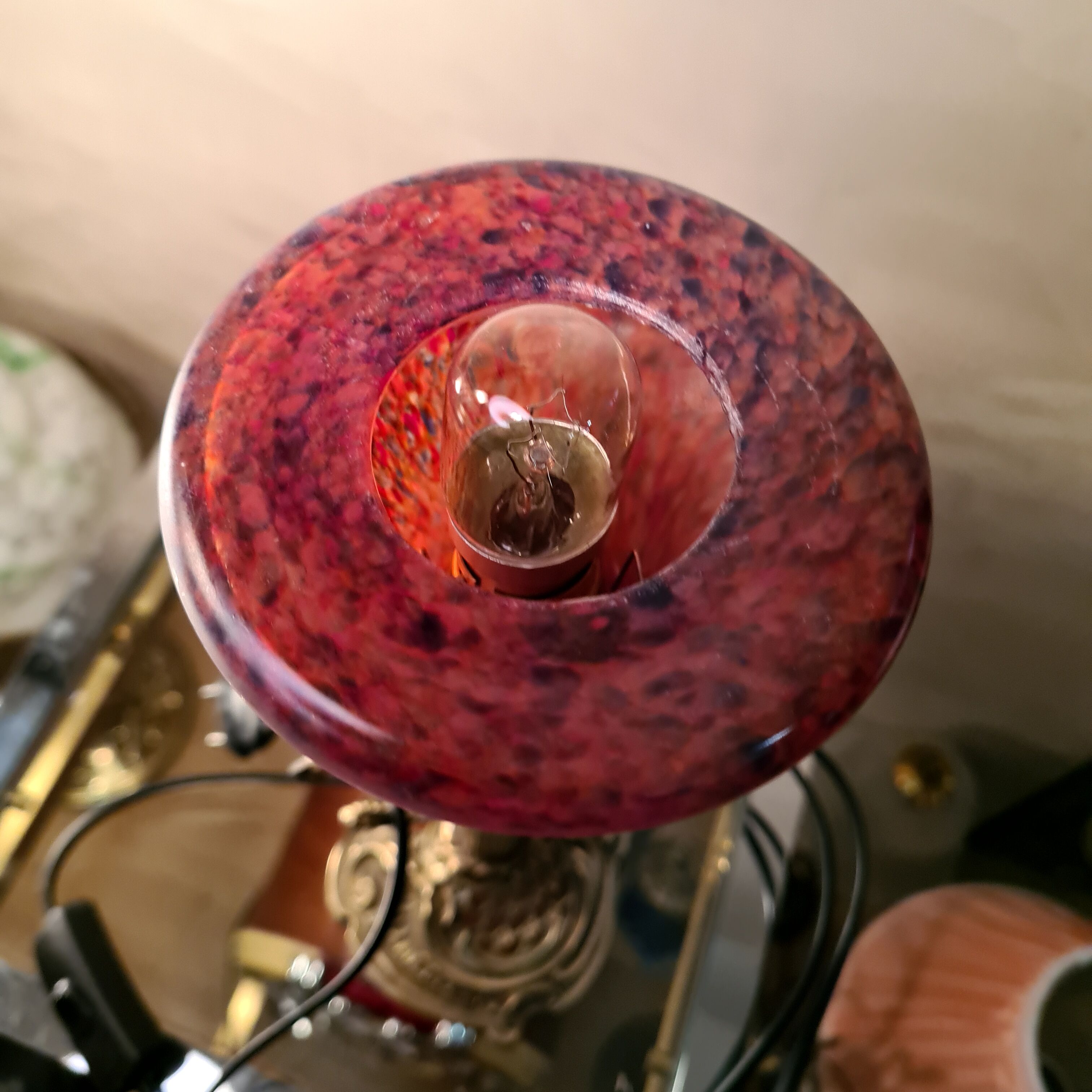 Bronze lamp and brass Art Nouveau