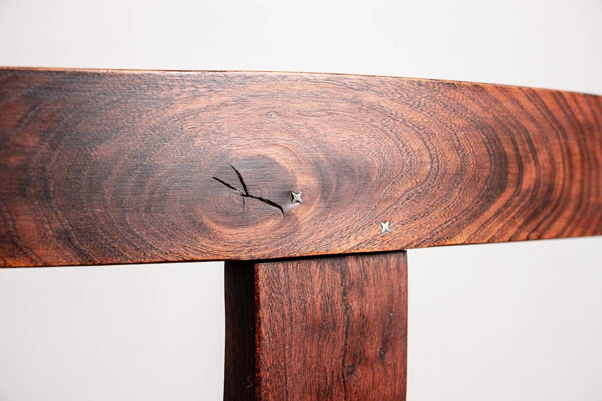 Set of 4 Scandinavian chairs in solid Elm, model T in the style of Olavi Hannin.