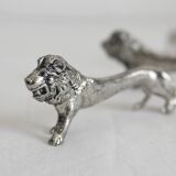 6 vintage lion silver metal knife rests