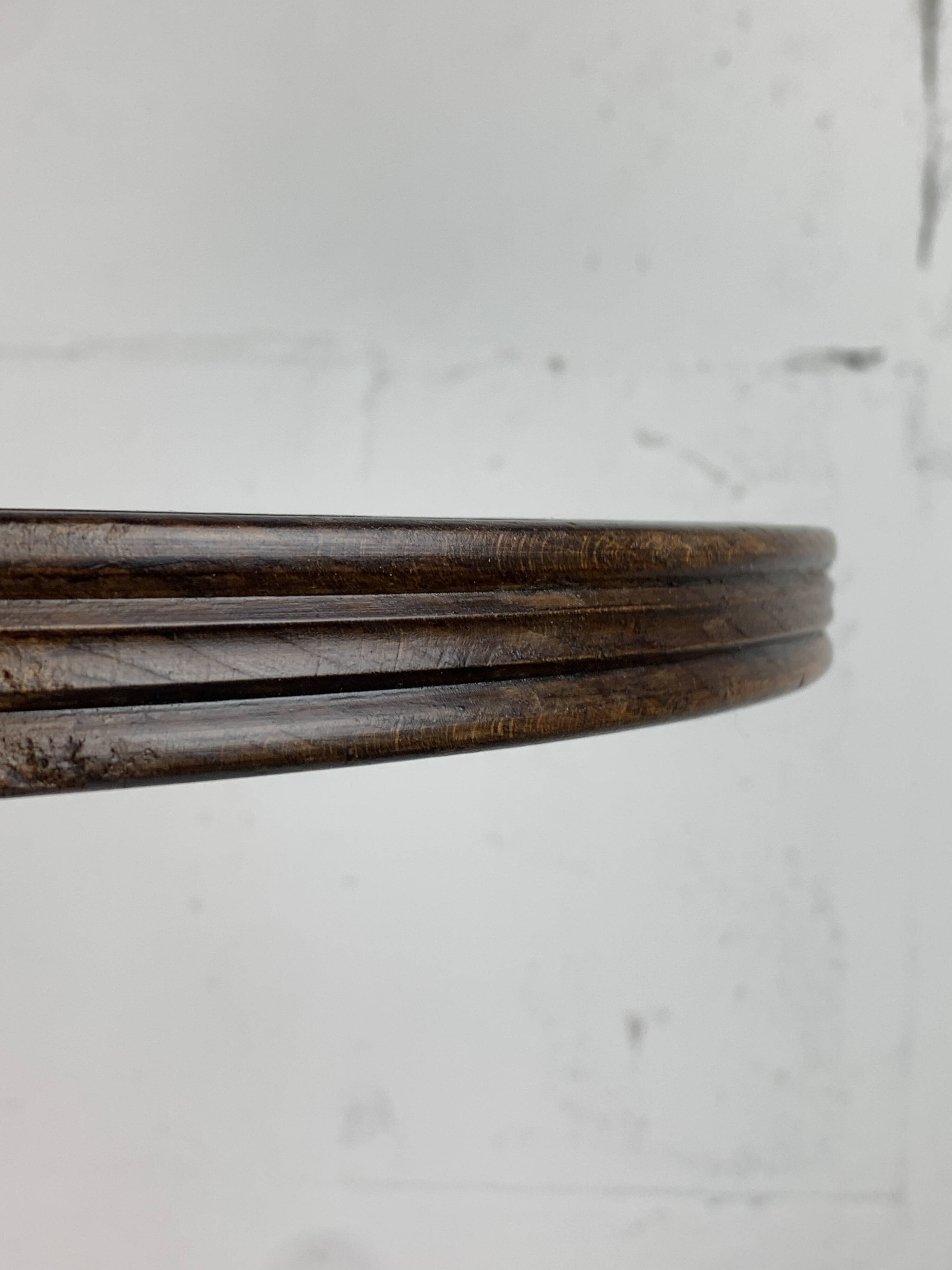 Midcentury brutalist wood turned side table in the style of Charles Dudouyt
