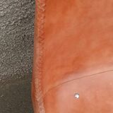Set of 6 leather chairs with black metal frame