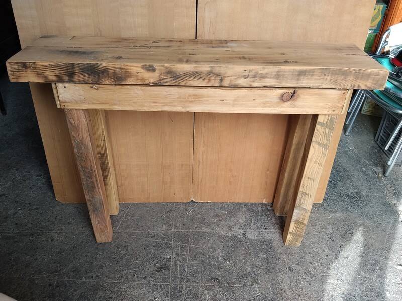 Brutalist solid wood console